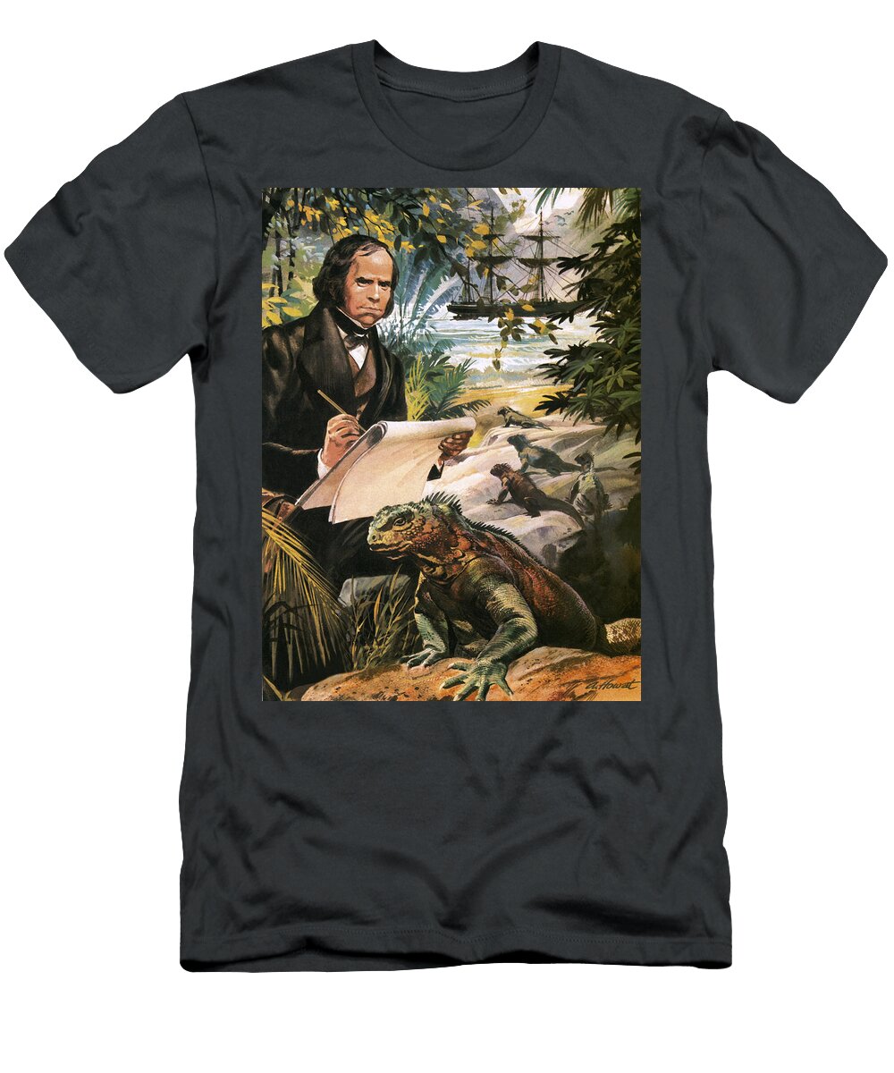 Charles Darwin on the Galapagos Islands Andrew Howat T-Shirt