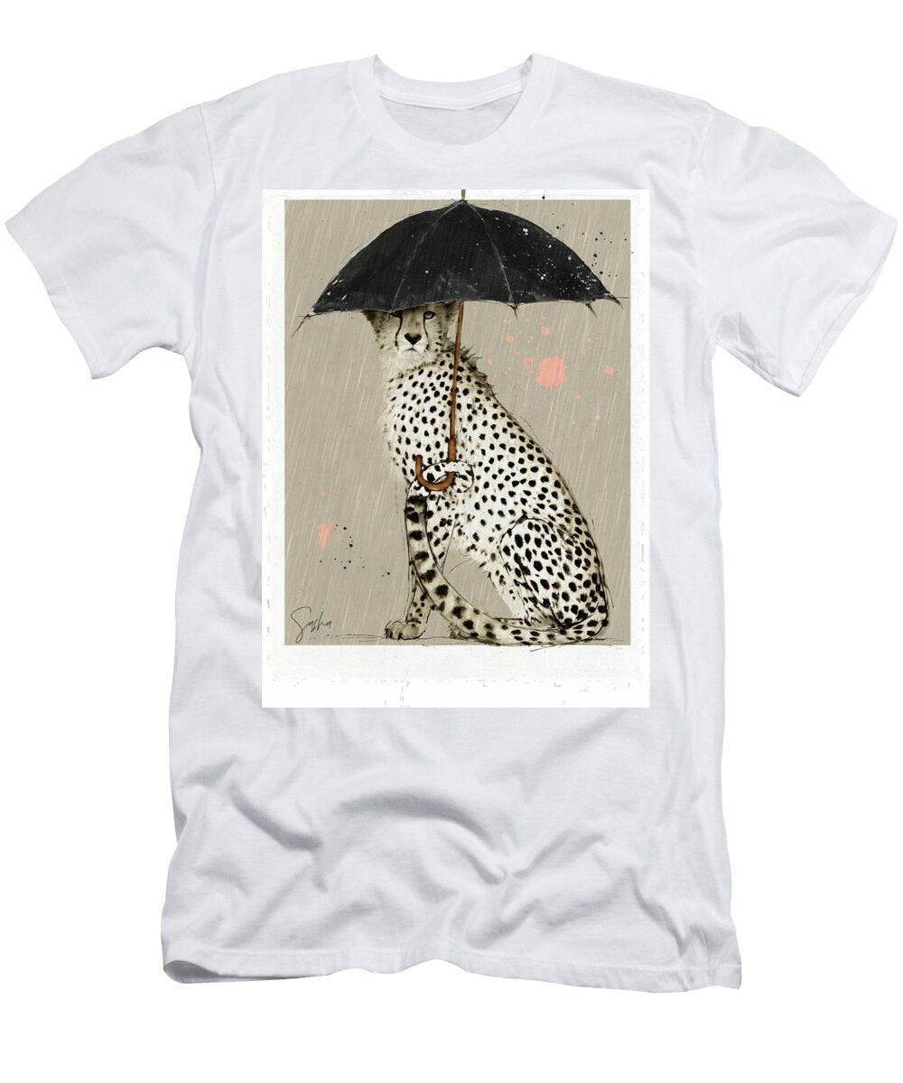 Cheetah Sheltering Under Umbrella Mindy Sommers T-Shirt
