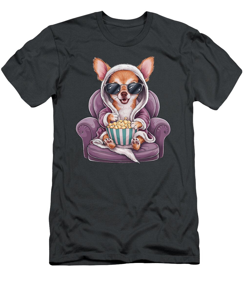Chihuahua Watches Tv Lazy Cozy Movie Watching Studi Alex T-Shirt