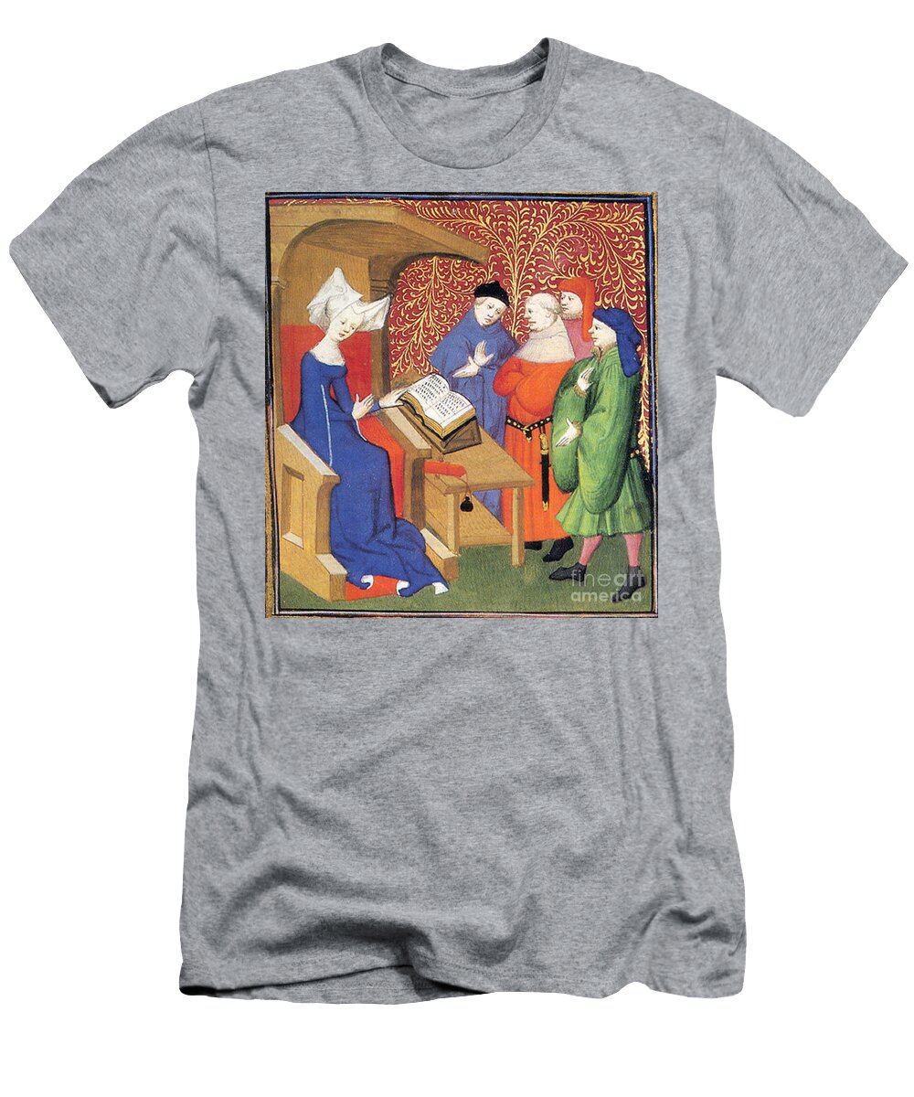 Christine De Pizan Lecturing to Men Photo Researchers T-Shirt
