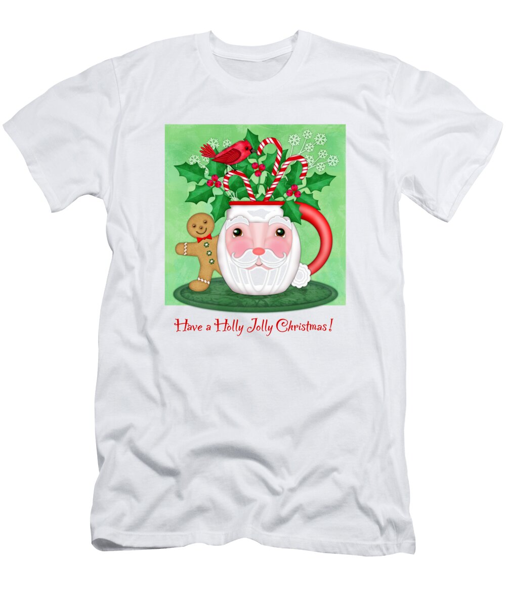Christmas Santa Mug Valerie Drake Lesiak T-Shirt