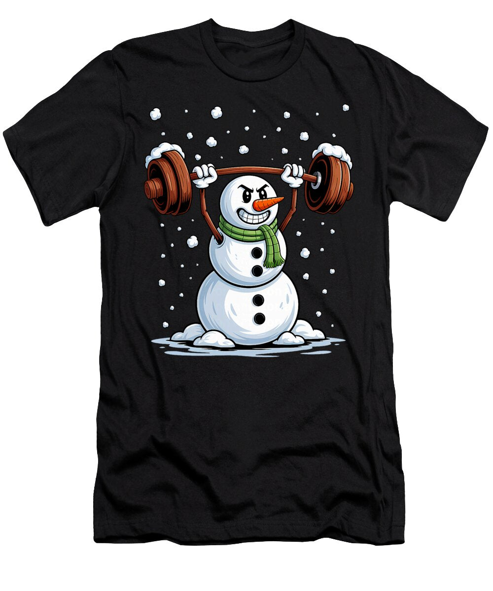Christmas Weightlifting Funny Snowman Gym Sophie Eleanor T-Shirt