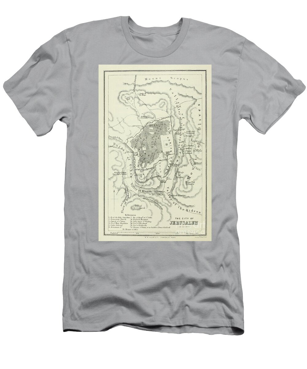 City of Jerusalem Ancient Map A1 Historic Illustrations T-Shirt