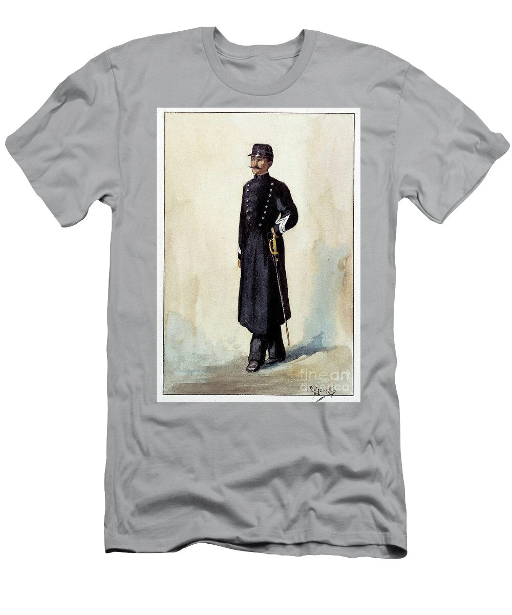 City Sergeant Police Uniform Under the Second Republic C1870 Watercolour French School T-Shirt