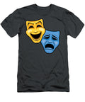 Classic Comedy and Tragedy Theatrical Masks in Yellow and Blue John Schwegel T-Shirt