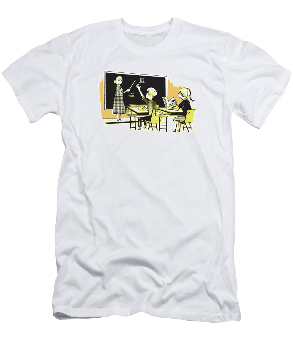 Classroom with Two Children Doing Arithmetic Csa Images T-Shirt