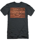 Cleveland Heart Wording with Ohio State Outline Painted on Wood Planks Design Turnpike T-Shirt