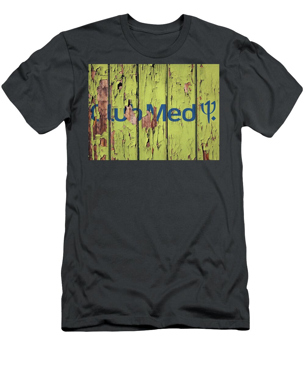 Club Med Brand Logo Peeling Paint on Wood Wall Design Turnpike T-Shirt