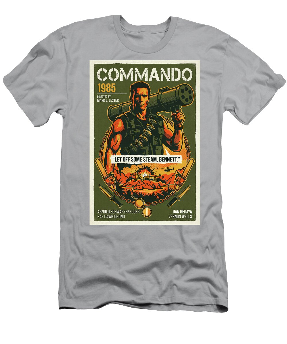 Commando Minimal Movie Poster Retro Film Poster Vintage 1985 Sampadart Gallery T-Shirt