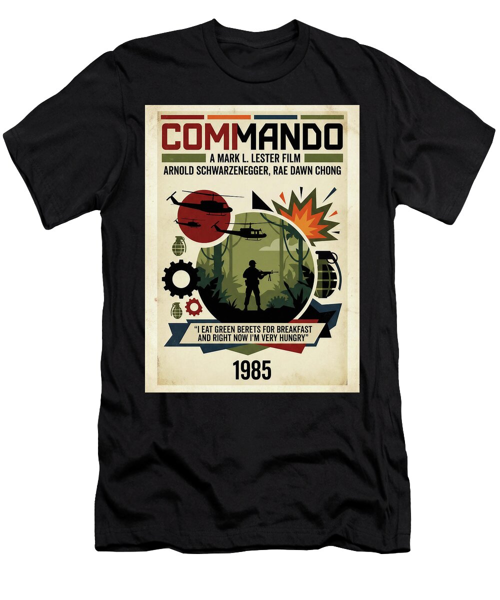 Commando Minimal Vintage Style Movie Poster High Quality 1985 Sampadart Gallery T-Shirt