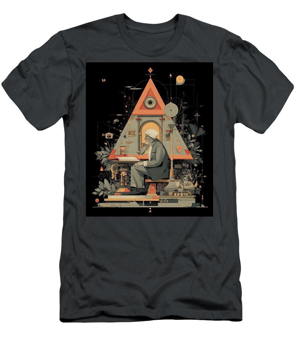 Contemplative Scholar in Geometric Realm Kevin Walker and Pixel Reverie T-Shirt