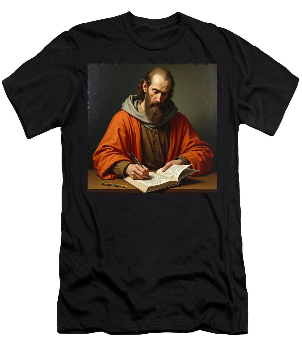 Contemplative Scholar Writing Gerard Nala T-Shirt