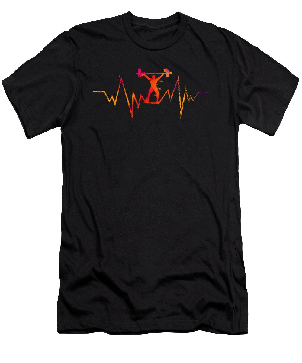 Cool Weightlifting Heartbeat Gift for Sport Lovers Premium Print Art Frikiland T-Shirt