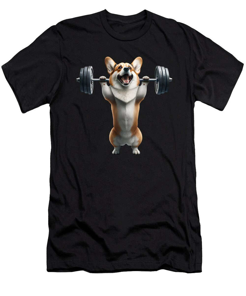 Corgi Deadlift Weightlifting Funny Fitness Workout Gym Dog Lover Job T-Shirt