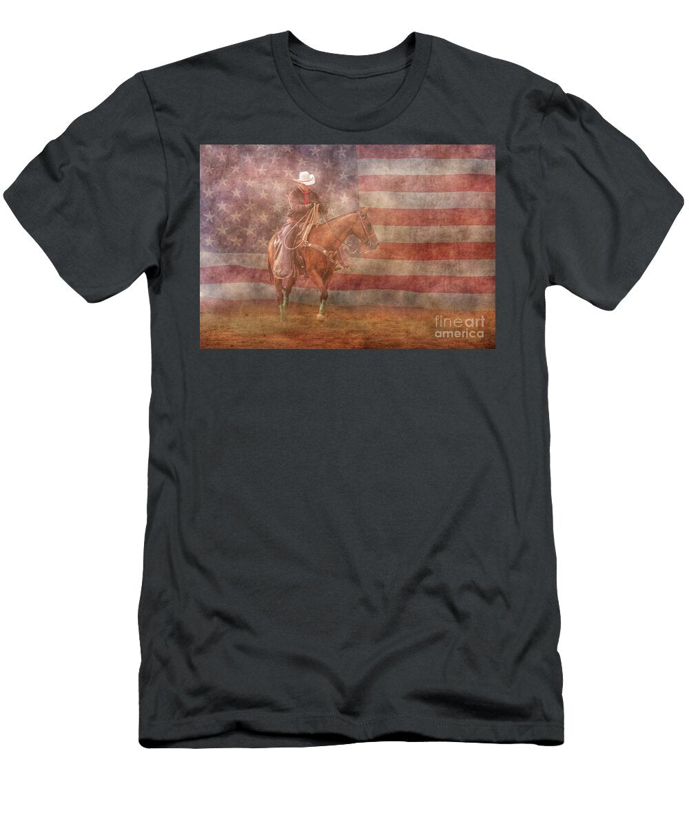 Cowboy Rider American Flag Randy Steele T-Shirt