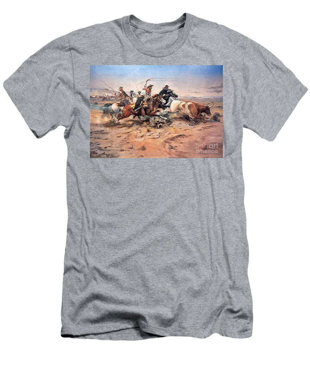 Cowboys Roping a Steer Charles Marion Russell T-Shirt