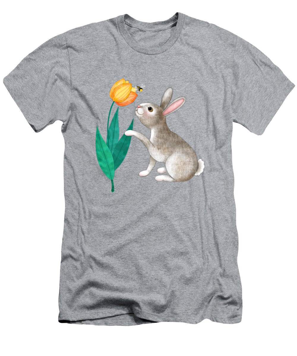 Cute Rabbit with Tulips Valerie Drake Lesiak T-Shirt