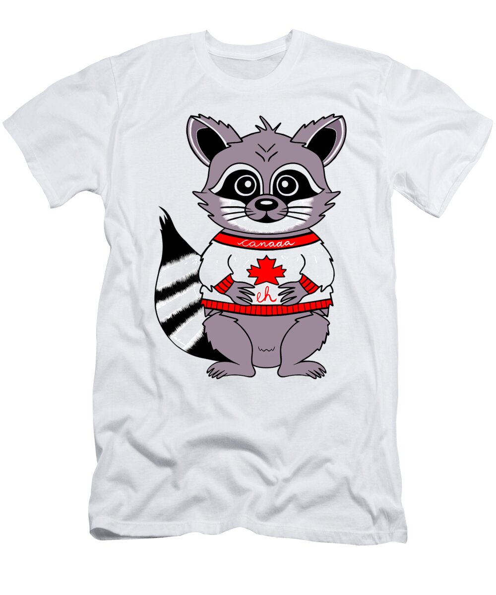 Cute Raccoon in Canada Day Sweater Sartoris Art T-Shirt