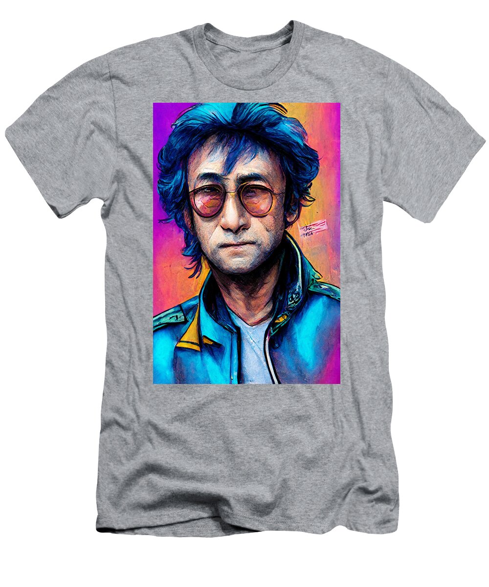 Cyberpunk Art Style Portrait of John Lennon Den 926ece65 04f4 4903 8002 000caa3f01a4 By Celestial Images T-Shirt