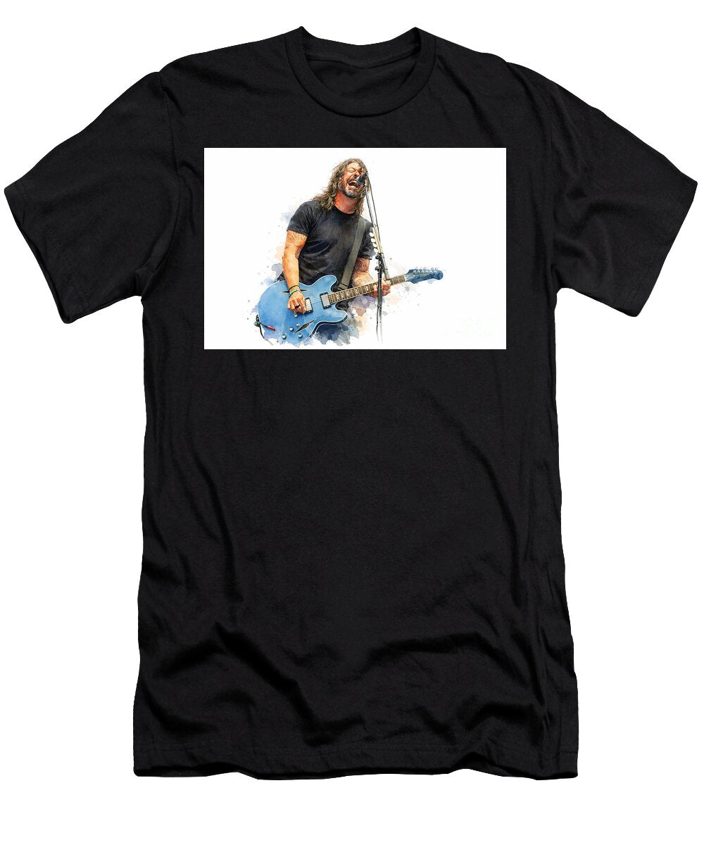 Dave Grohl Watercolour Painting Art Print Foo Fighters Nirvana Rock Legend Portrait Painting Print Dcg Art T-Shirt