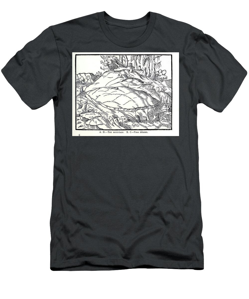 De Re Metallica Geological Cross Section Mining Mountain At3 Historic Illustrations T-Shirt