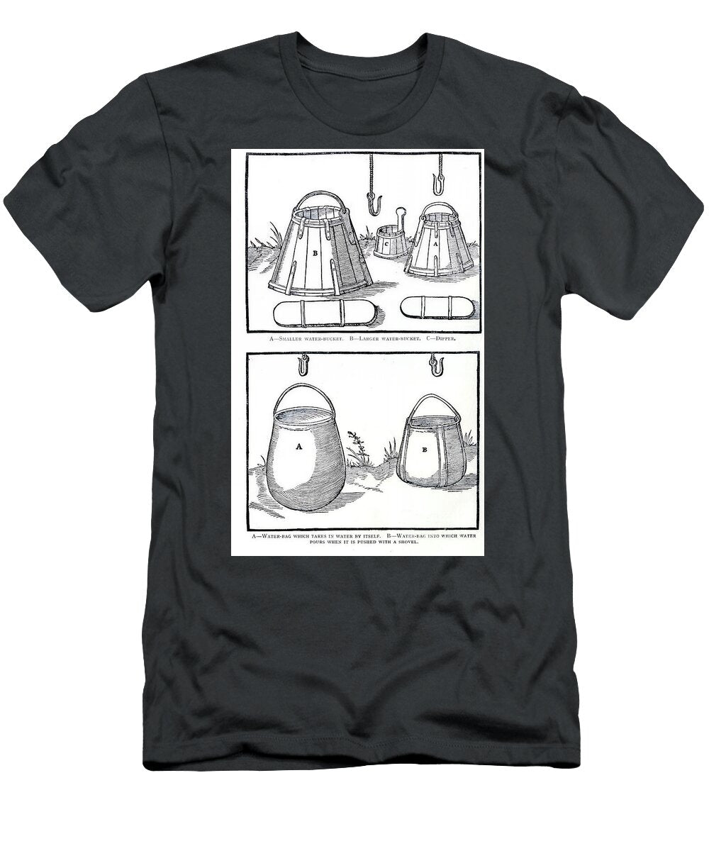 De Re Metallica Showing 16th Century Mining Water Buckets At1 Historic Illustrations T-Shirt