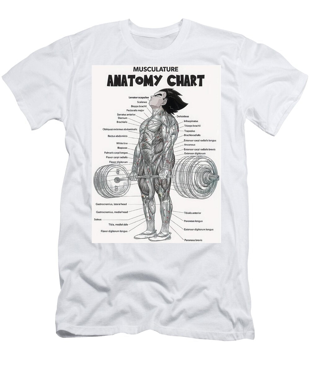 Deadlift Muscle Chart Anatomy Diagram Anime Gym Hannah Finley T-Shirt