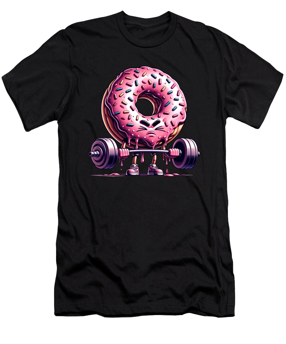Deadlift Weightlifting Funny Fitness Workout Gym Donut Lover Job T-Shirt