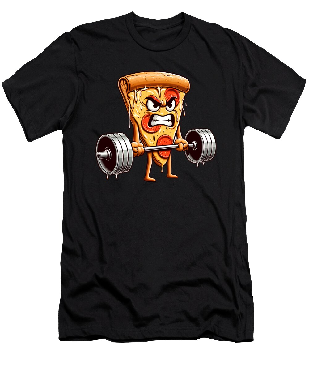 Deadlift Weightlifting Funny Fitness Workout Gym Pizza Lover Job T-Shirt