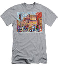 Deli Donuts Wellington and Willibrod Verdun Montreal Hockey Art Winter Scene Painting C Spandau Art Carole Spandau T-Shirt