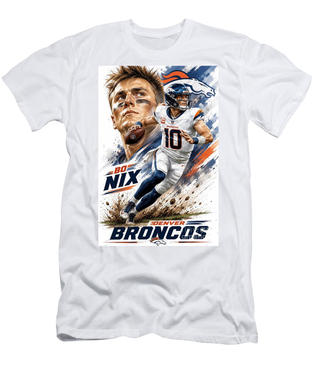 Denver Broncos 10 Bo Nix 123 Robert Williams T-Shirt