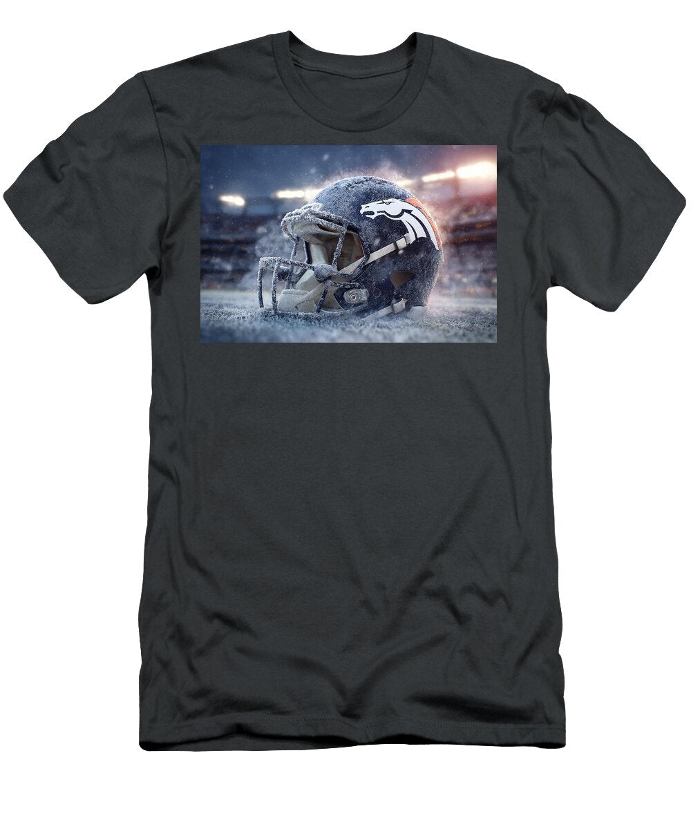 Denver Broncos Football Helmet Kevin Walker and Pixel Reverie T-Shirt