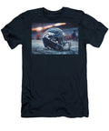 Denver Broncos Football Helmet on Field Kevin Walker and Pixel Reverie T-Shirt
