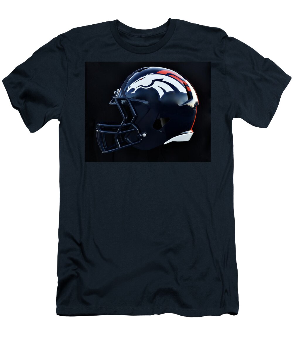 Denver Broncos Helmet Frozen in Time Fine Art Photography T-Shirt