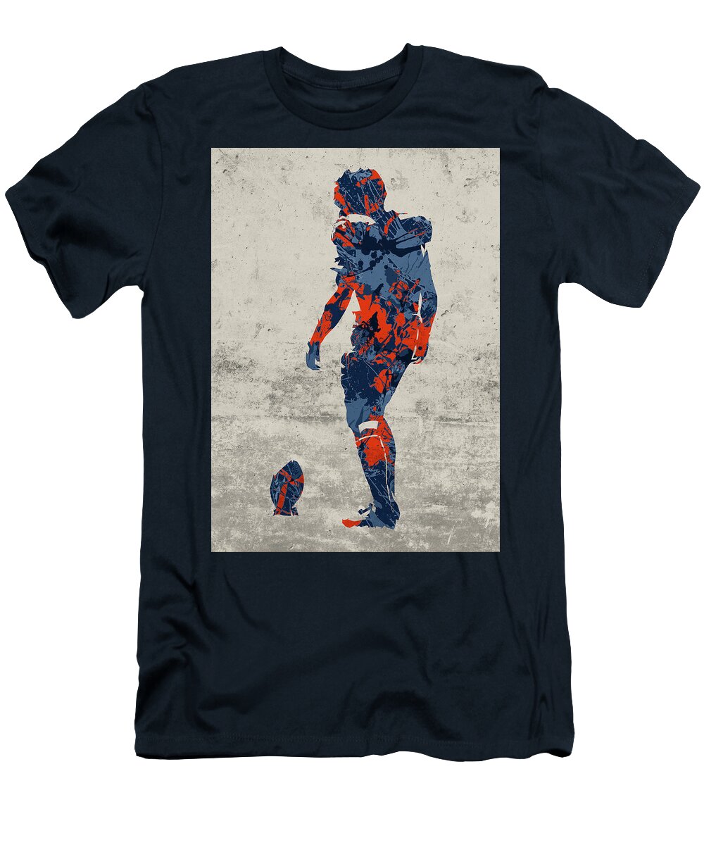 Denver Broncos Kicker Football Player Paint Splatters Abstract Portrait Design Turnpike T-Shirt