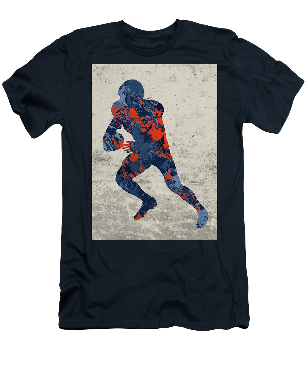 Denver Broncos Running Back Football Player Paint Splatters Abstract Portrait Design Turnpike T-Shirt