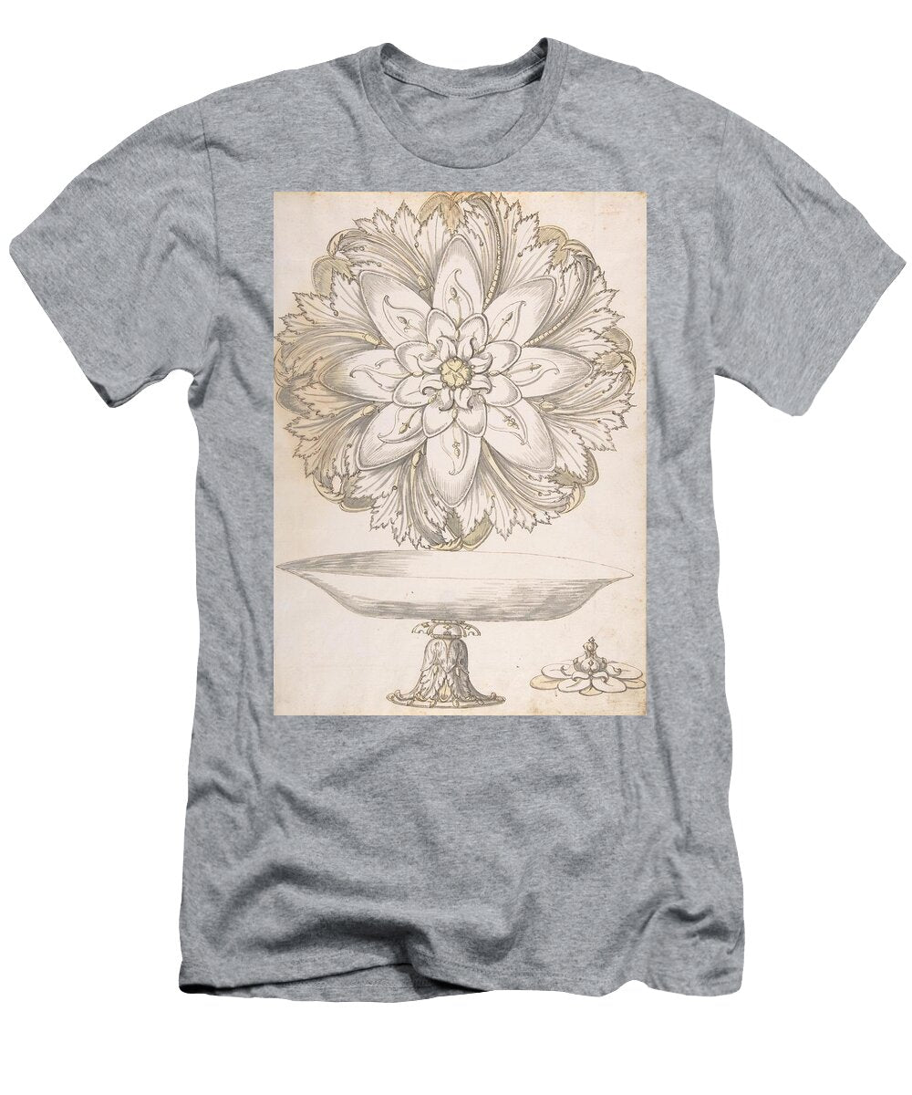 Design for Single Footed Dish with Cover Shaped Like Flower and Foliage Th Century Art Erasmus Hornick German Ca T-Shirt