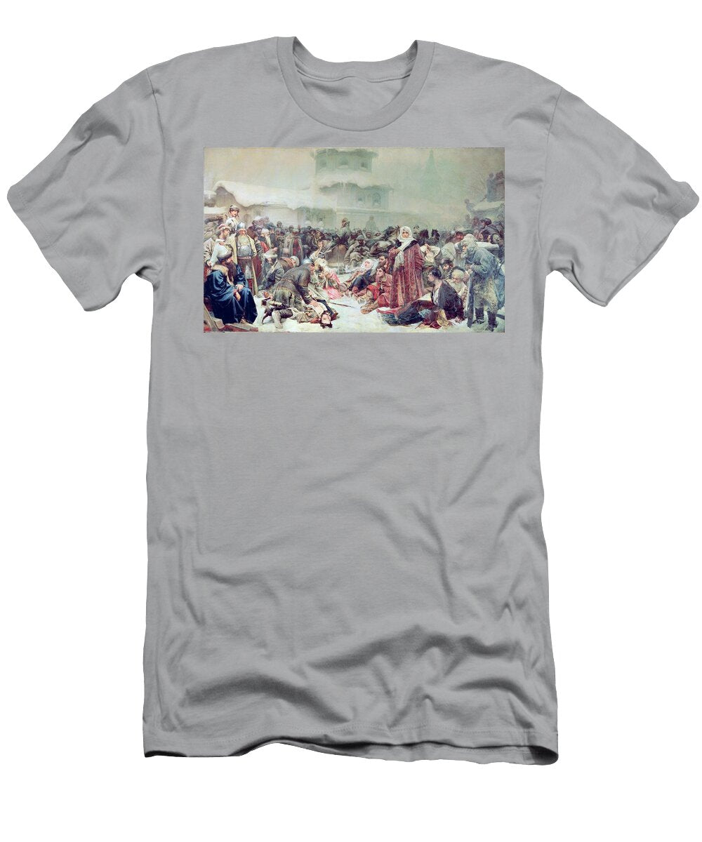 Destruction of Novgorod By Tsar Ivan Iii 1440 1505 1889 Oil on Canvas Klavdiy Vasilievich Lebedev T-Shirt