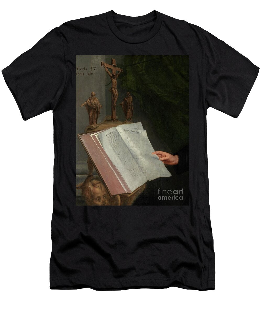 Detail of Portrait of a Theologian with His Secretary 1668 Jacob Van Oost T-Shirt