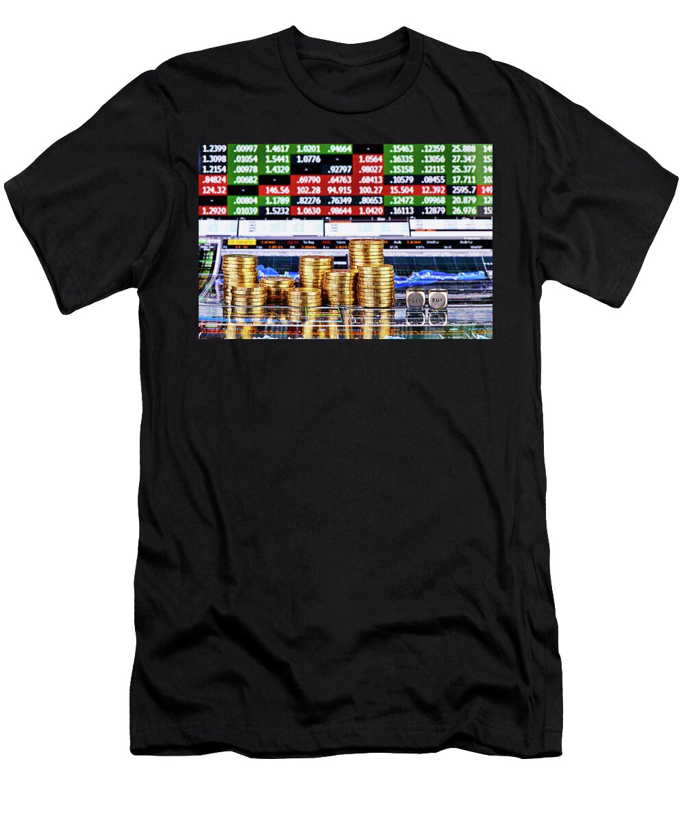 Dices Cubes with the Words Sell Buy and Golden Coins Sergey Pro T-Shirt