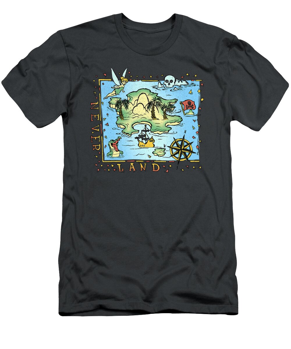 Disney Peter Pan Never Land Map Vintage Poster Nhu Dat Nguyen T-Shirt