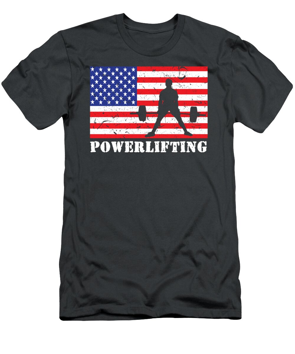 Distressed Powerlifting USA American Flag Vintage Weightlift Keillr Enara T-Shirt