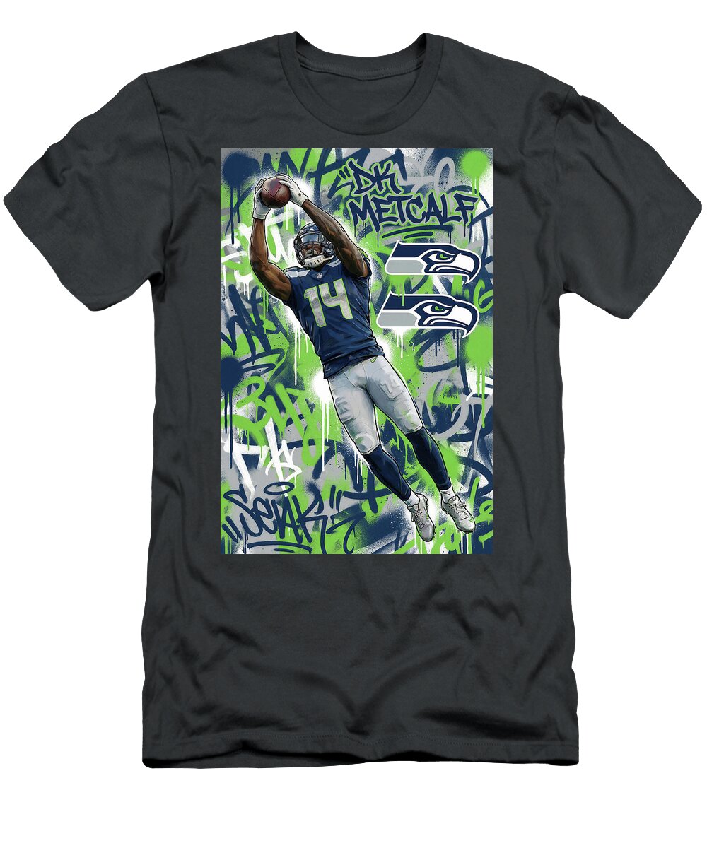 Dk Metcalf Seahawks Graffiti Poster Football Player NFL Sampadart Gallery T-Shirt