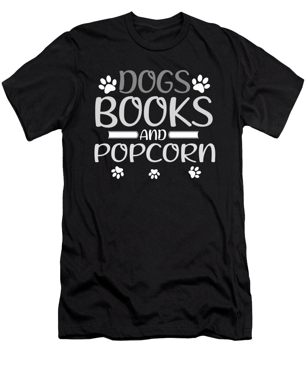 Dog Lover Gift Dogs Books and Popcorn Fun Dog Lover Gift Kanig Designs T-Shirt