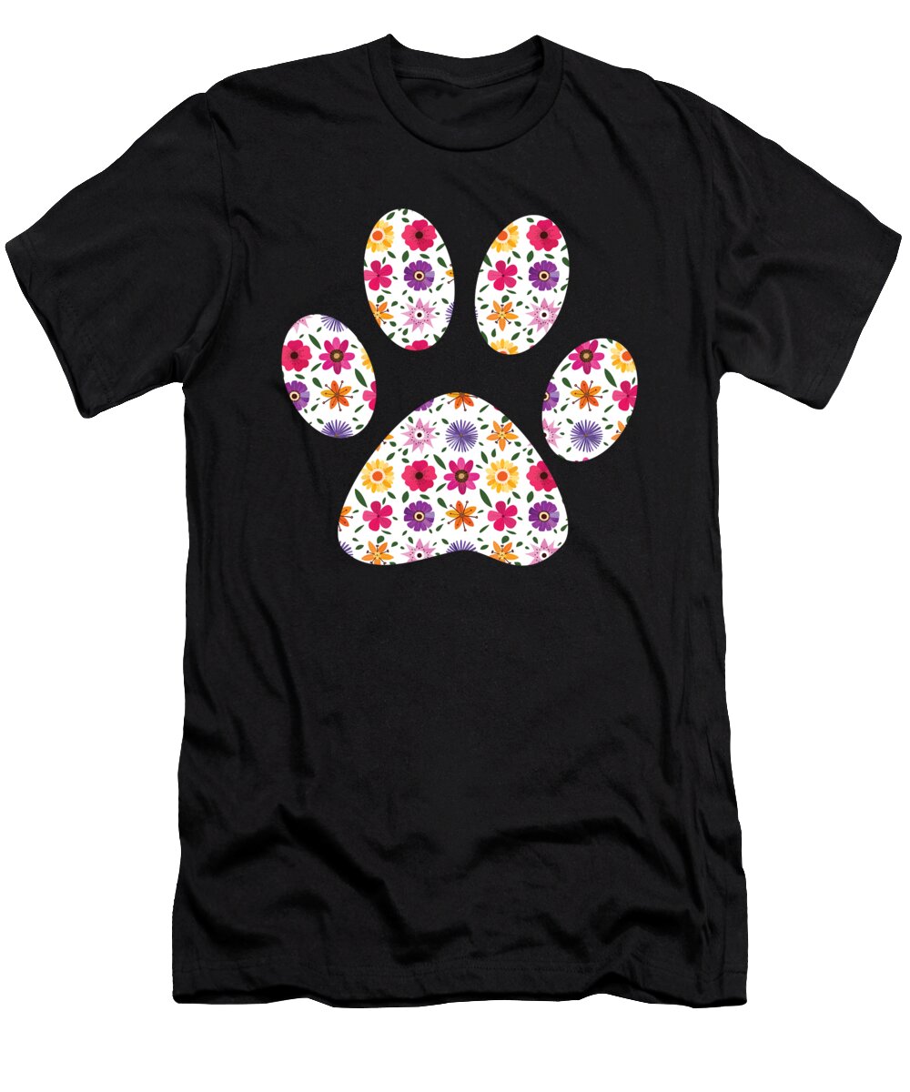 Dog Paw Floral Love Dog Owner Pet Animal Gift Thomas Larch T-Shirt