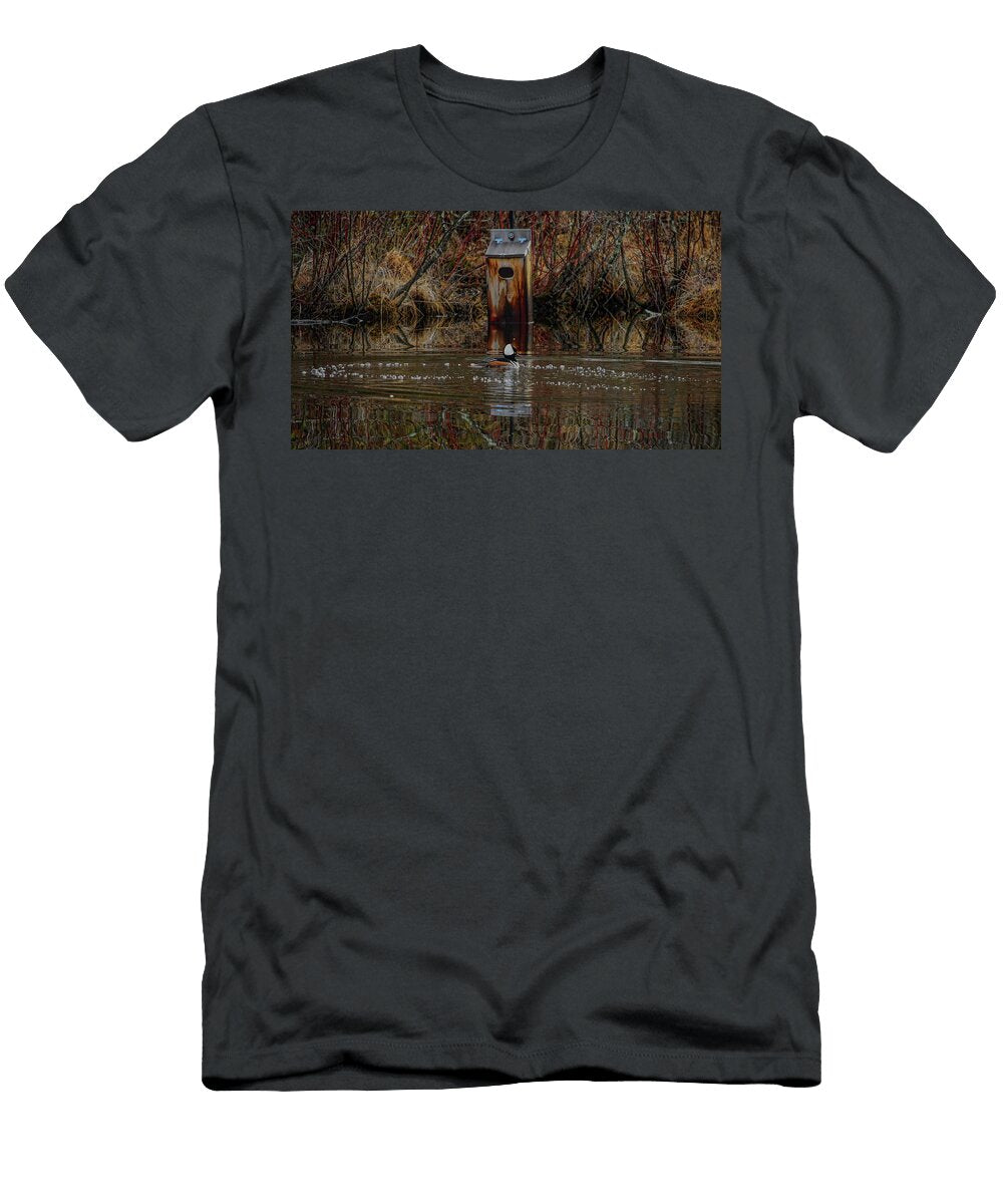 Drake Hooded Merganser Swirl Dale Kauzlaric T-Shirt