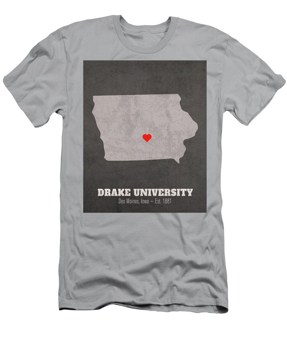 Drake University Des Moines Iowa Founded Date Heart Map Design Turnpike T-Shirt