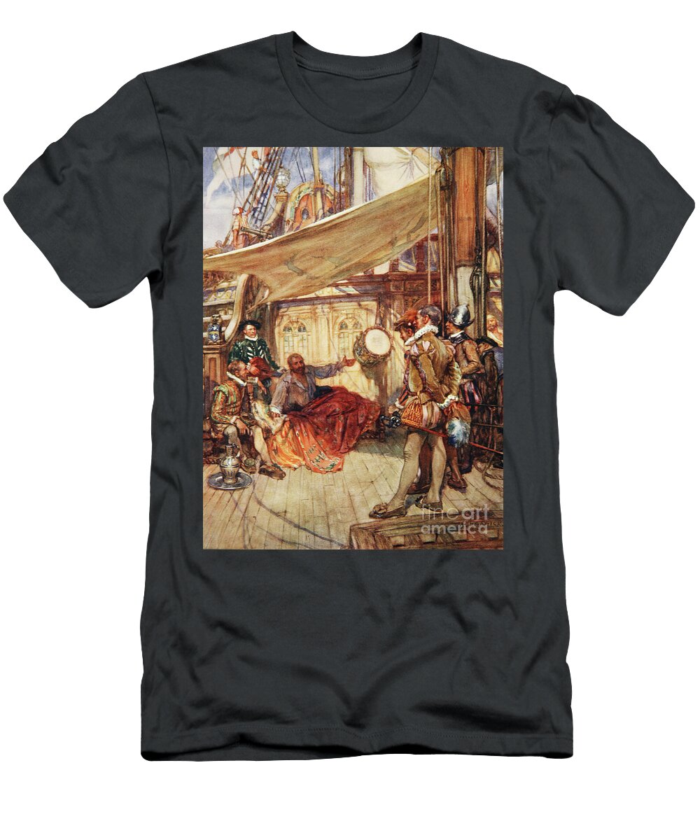 Drakes Drum Illustration From Drakes Drum and Other Songs of the Sea By Henry Newbolt 1862 1938 1905 Arthur David Mccormick T-Shirt