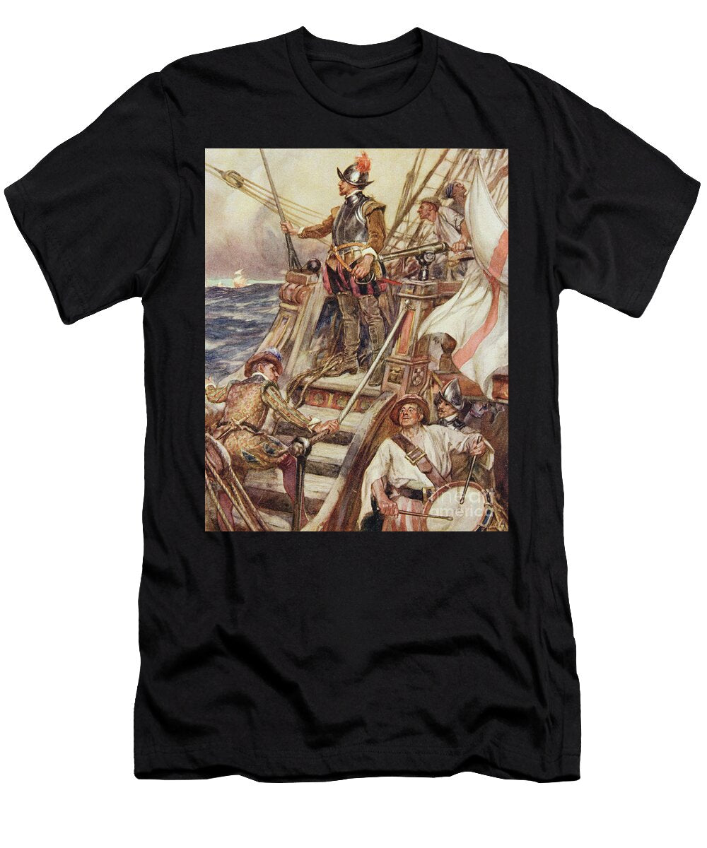 Drakes Drum Illustration From Drakes Drum and Other Songs of the Sea By Henry Newbolt 1862 1938 Arthur David Mccormick T-Shirt