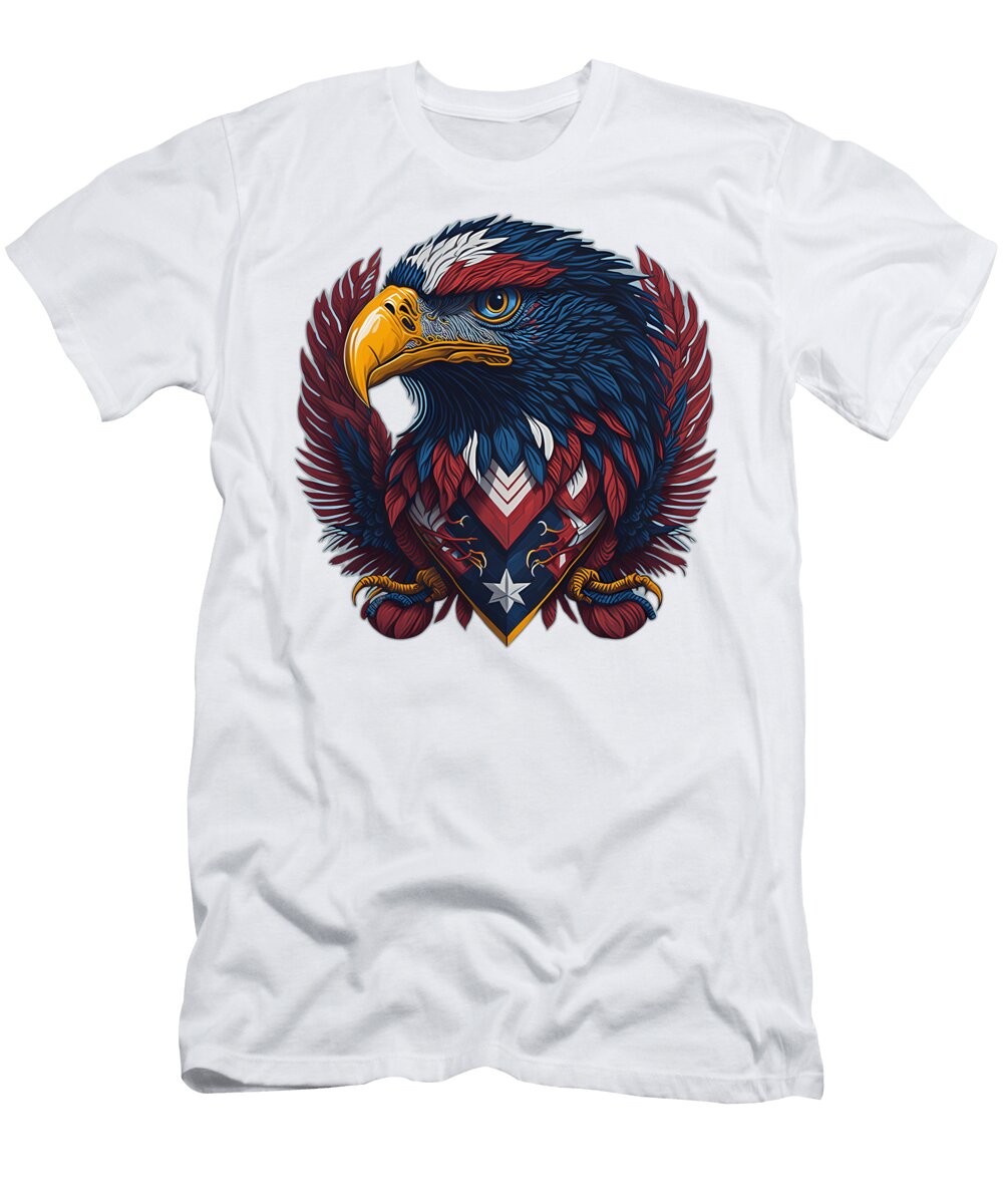 Eagle Head with American Flag Motifs Quang Vu T-Shirt